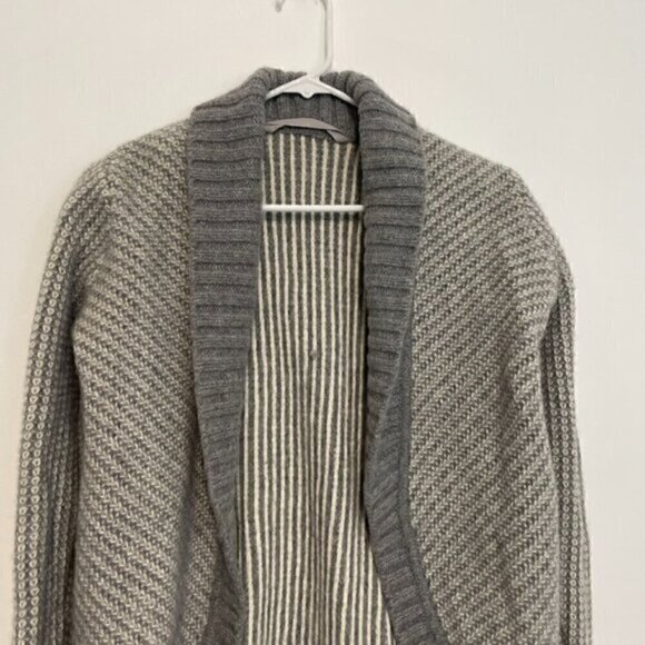 ATHLETA Sierra Wrap Cream Ivory Grey Striped Open WOOL CASHMERE Cardigan Sweater - Picture 5 of 16